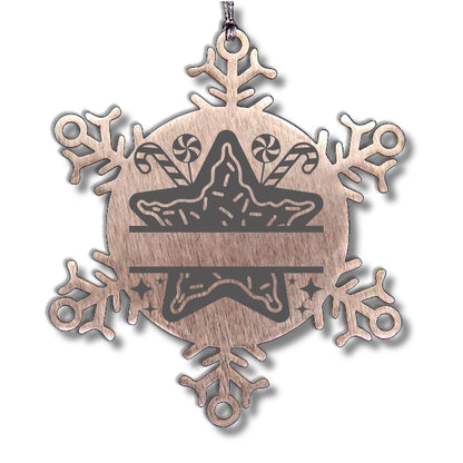 Personalized Snowflake Christmas Star Cookie Tree Ornament Family Name Laser Engraved Stainless Steel - Mallard Moon Gift Shop