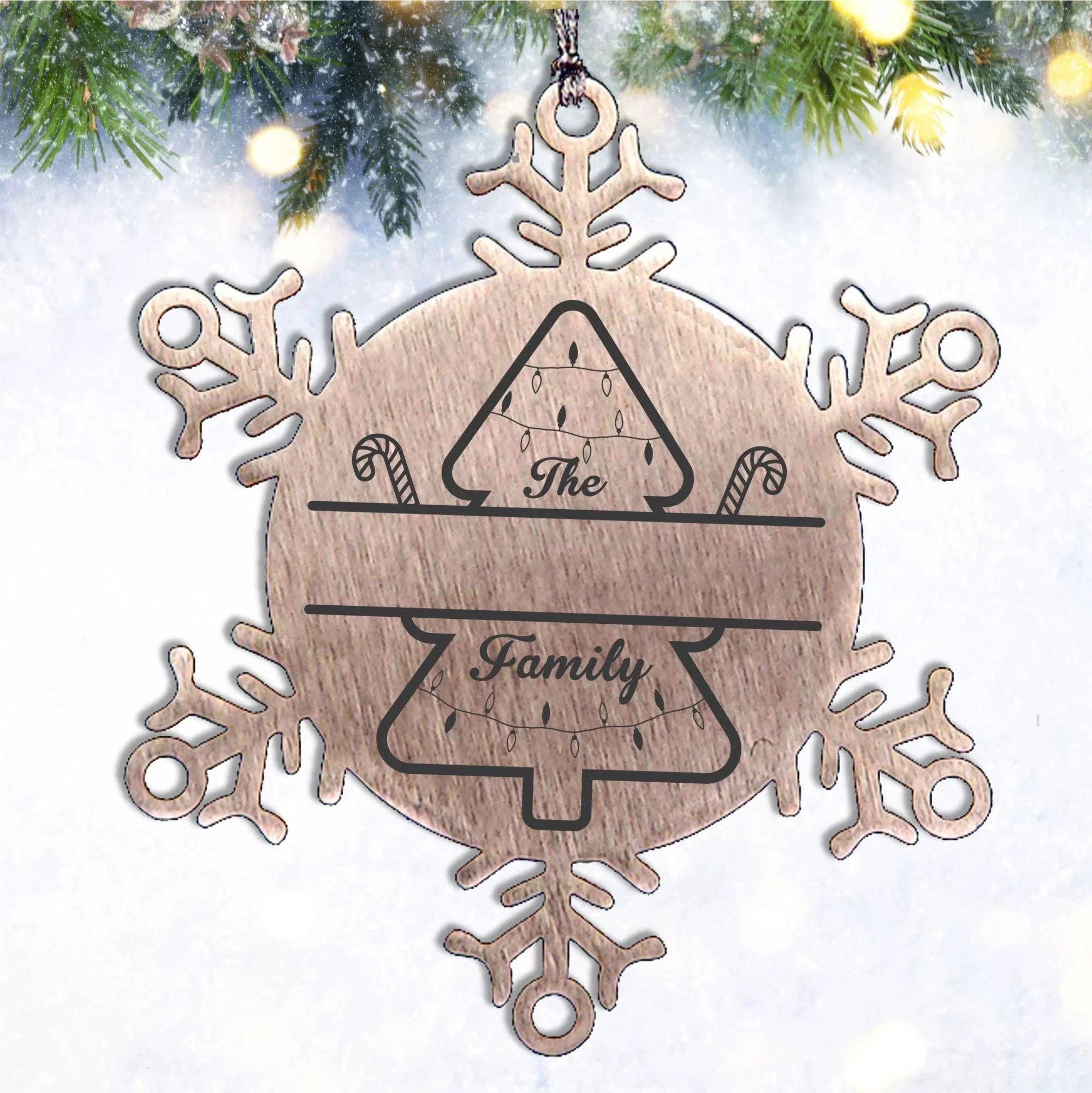 Personalized Snowflake Christmas Tree Ornament Family Name Laser Engraved Stainless Steel Durable, Shatterproof Seasonal Decor Keepsake