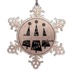 Personalized Snowflake Christmas Tree Ornament Family Name Laser Engraved Stainless Steel Keepsake