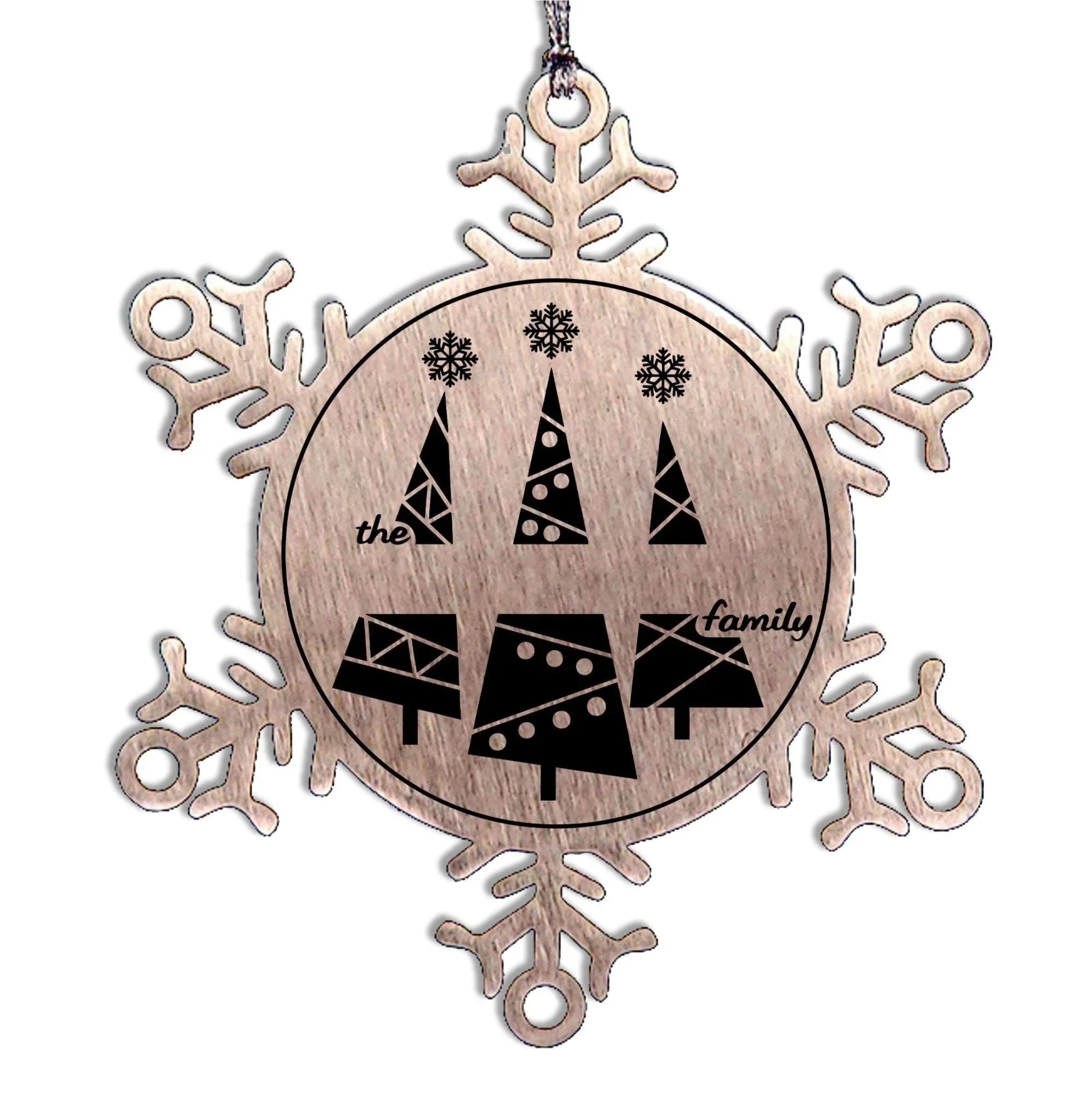 Personalized Snowflake Christmas Tree Ornament Family Name Laser Engraved Stainless Steel Keepsake