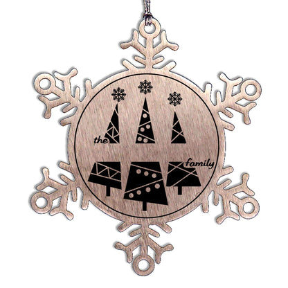 Personalized Snowflake Christmas Tree Ornament Family Name Laser Engraved Stainless Steel Keepsake - Mallard Moon Gift Shop