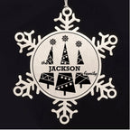 Personalized Snowflake Christmas Tree Ornament Family Name Laser Engraved Stainless Steel Keepsake