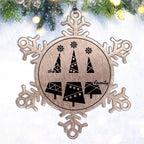 Personalized Snowflake Christmas Tree Ornament Family Name Laser Engraved Stainless Steel Keepsake