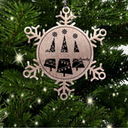 Personalized Snowflake Christmas Tree Ornament Family Name Laser Engraved Stainless Steel Keepsake