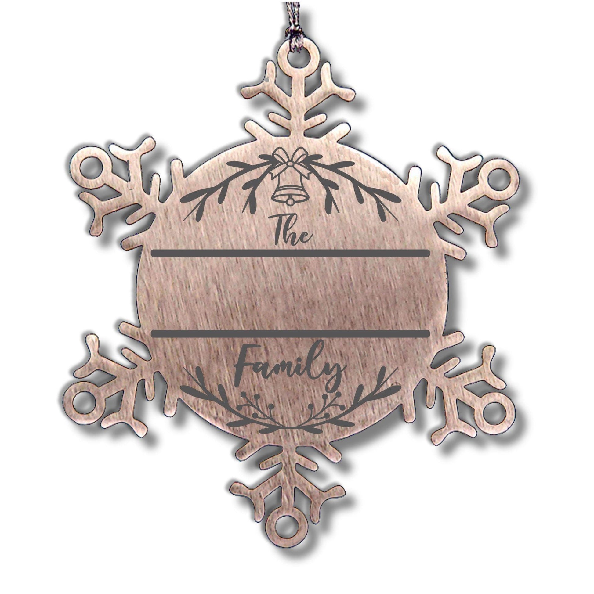Personalized Snowflake Family Name Laser Engraved Stainless Steel Tree Ornament Heirloom Keepsake - Mallard Moon Gift Shop