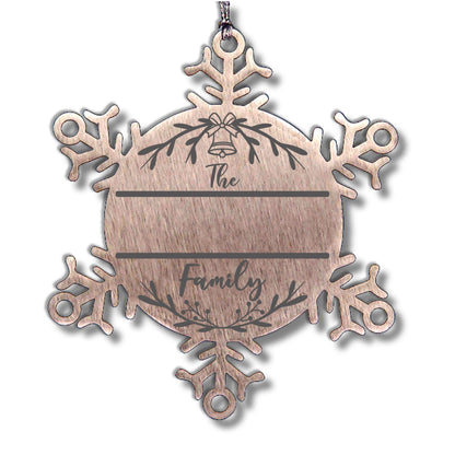 Personalized Snowflake Family Name Laser Engraved Stainless Steel Tree Ornament Heirloom Keepsake - Mallard Moon Gift Shop