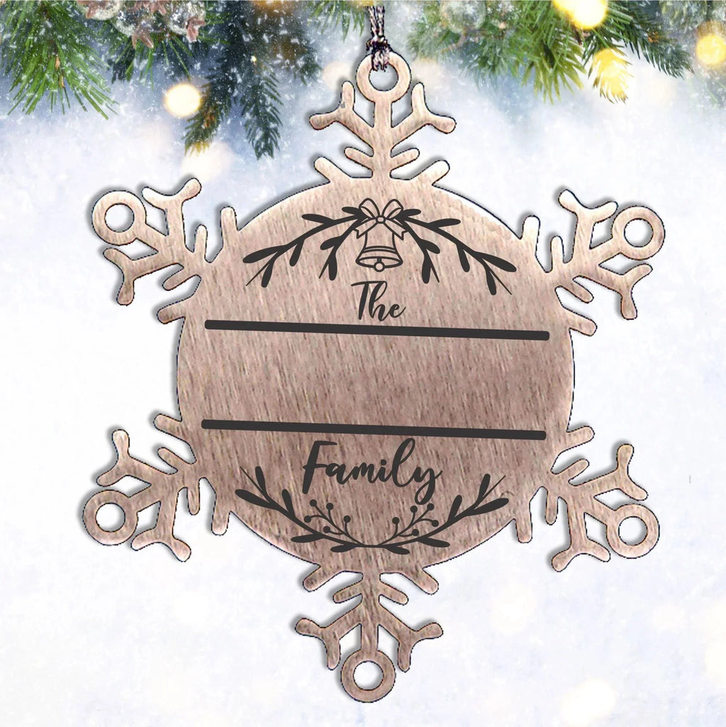 Personalized Snowflake Family Name Laser Engraved Stainless Steel Tree Ornament Heirloom Keepsake