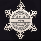 Personalized Snowflake Tree Ornament Family Name Laser Engraved Stainless Steel