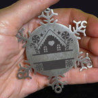 Personalized Snowflake Tree Ornament Family Name Laser Engraved Stainless Steel Gingerbread House