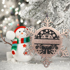 Personalized Snowflake Wreath Tree Ornament Family Name Laser Engraved Stainless Steel