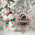 Personalized Snowman Snowflake Tree Ornament Family Name Laser Engraved Stainless Steel