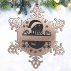 Personalized Snowman Snowflake Tree Ornament Family Name Laser Engraved Stainless Steel