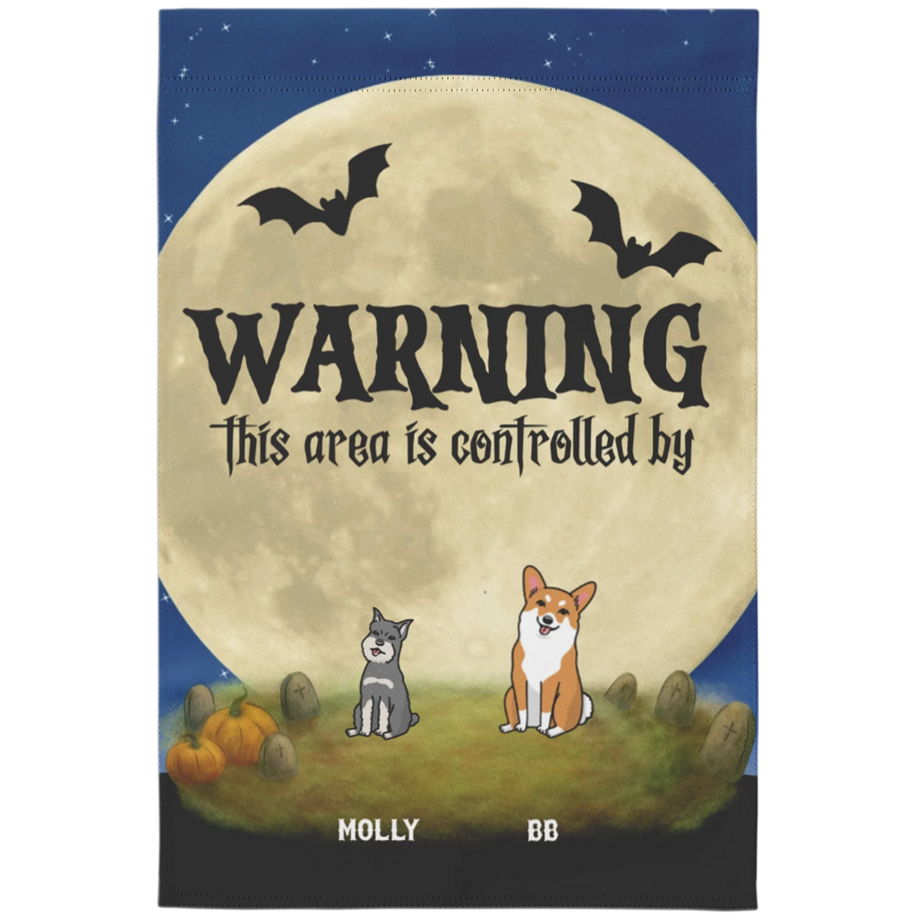 Personalized Halloween Garden Flag – “This Area is Controlled By” Custom Dog Name Yard Flag