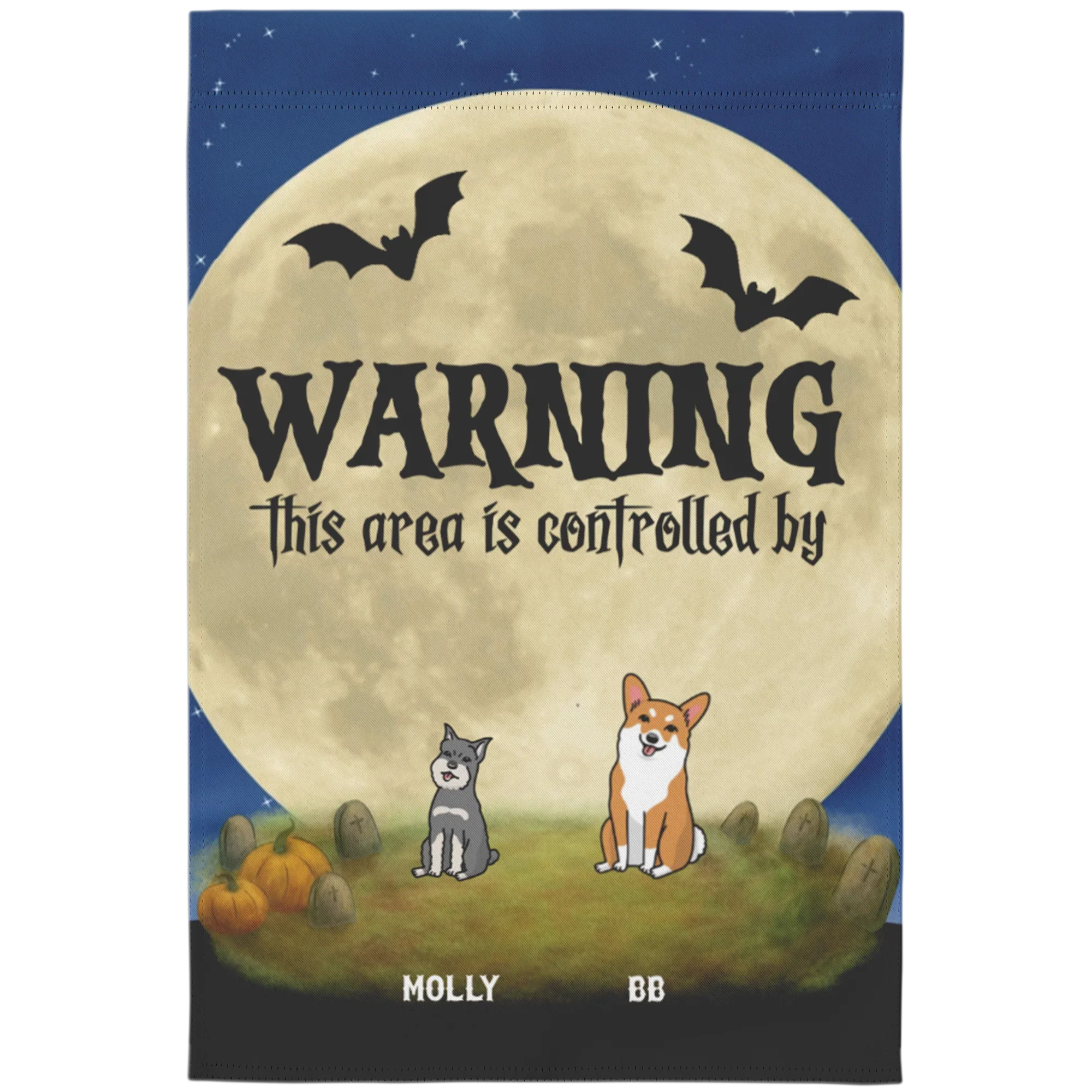 Personalized Halloween Garden Flag – “This Area is Controlled By” Custom Dog Name Yard Flag