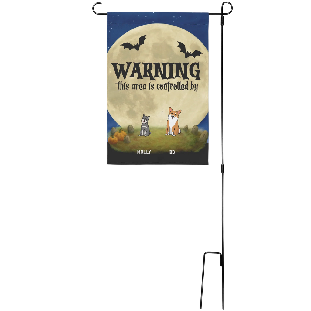 Personalized Halloween Garden Flag – “This Area is Controlled By” Custom Dog Name Yard Flag