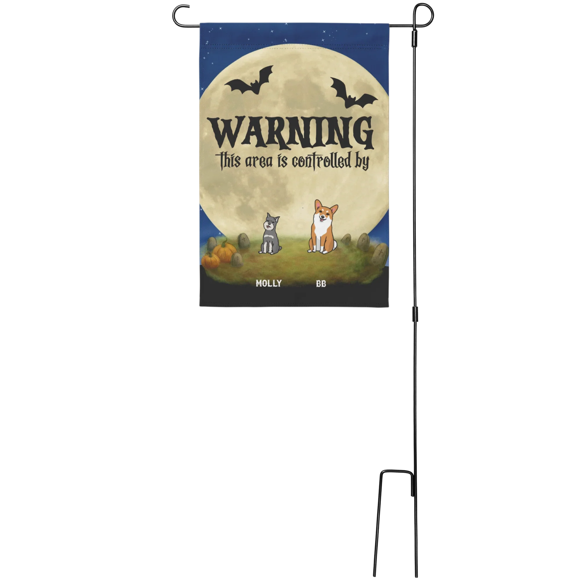 Personalized Halloween Garden Flag – “This Area is Controlled By” Custom Dog Name Yard Flag