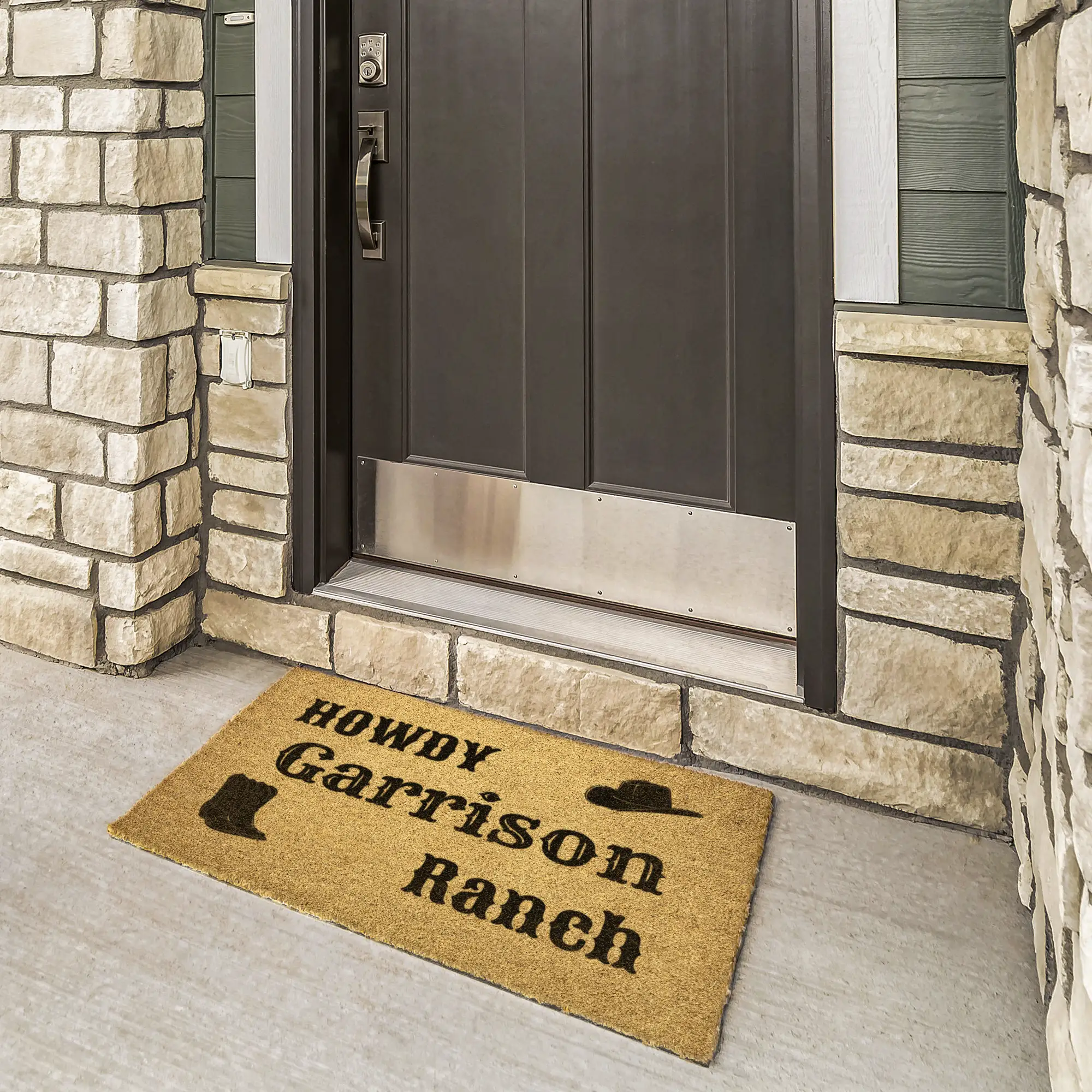 Personalized Ranch Doormat, Western Cowboy Welcome Mat, Custom Family Name Doormat, Rustic Farmhouse Entry Rug, Country Porch Decor
