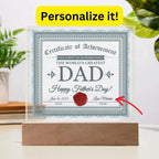 World’s Greatest Dad Certificate LED Acrylic Plaque – Personalized Father’s Day Gift with Custom Name and Date