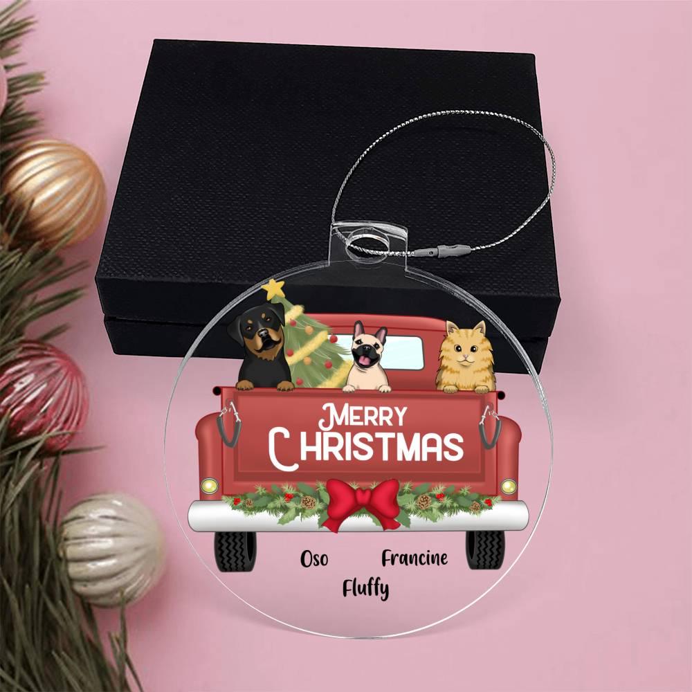 Pet Personalized Christmas Truck Acrylic Keepsake Ornament