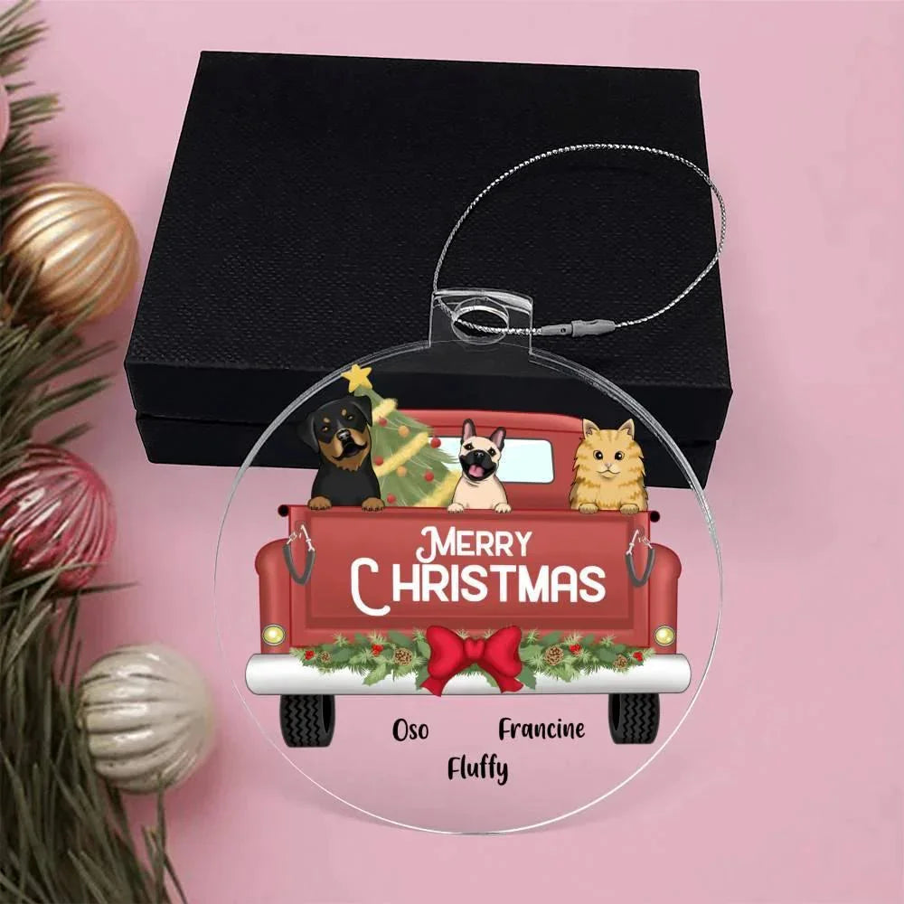 Pet Personalized Christmas Truck Acrylic Keepsake Ornament