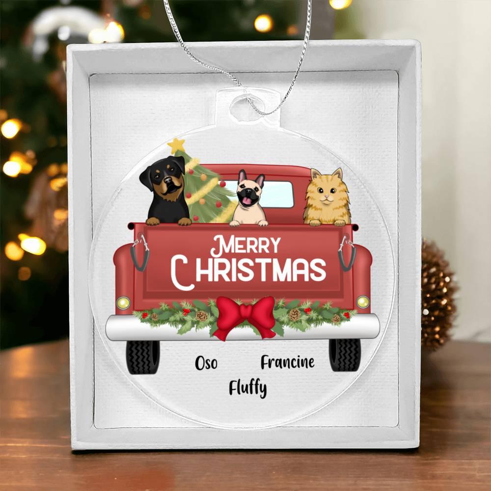 Pet Personalized Christmas Truck Acrylic Keepsake Ornament