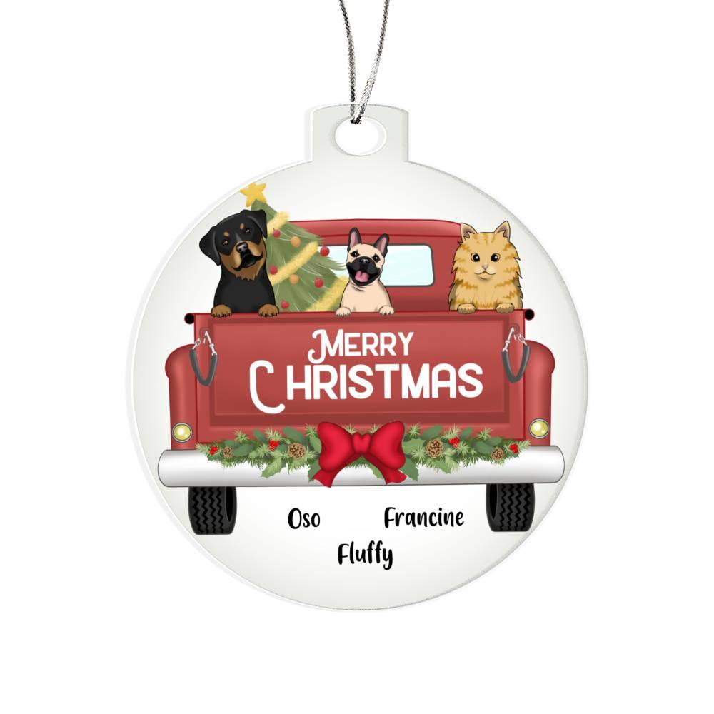 Pet Personalized Christmas Truck Acrylic Keepsake Ornament