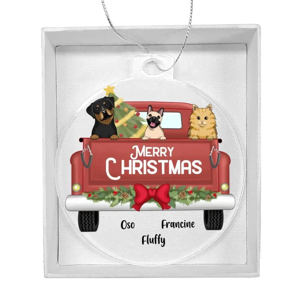 Pet Personalized Christmas Truck Acrylic Keepsake Ornament