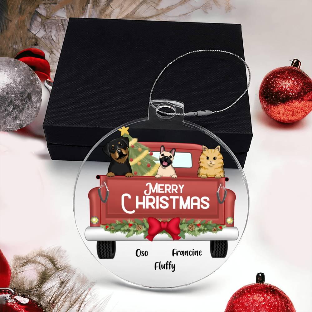 Pet Personalized Christmas Truck Acrylic Keepsake Ornament