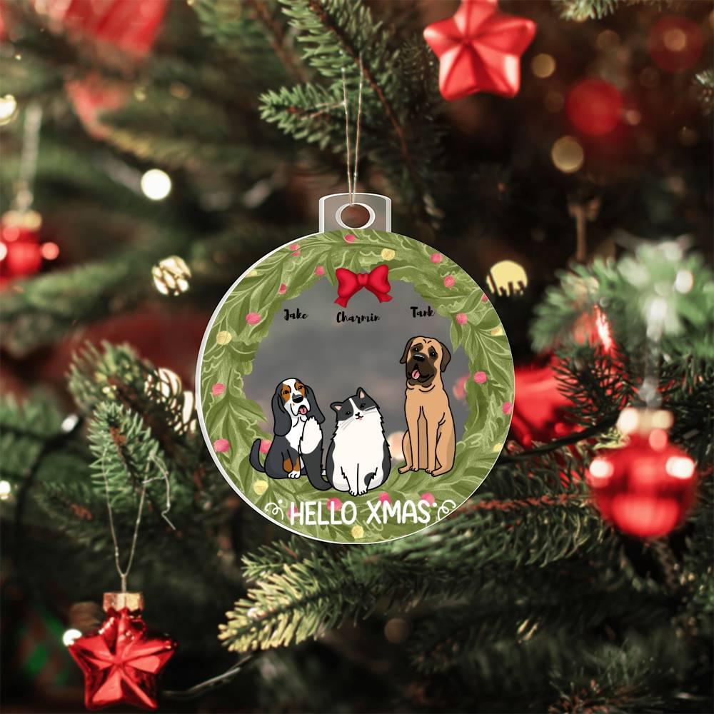 Pet Personalized Holiday Wreath Acrylic Keepsake Ornament