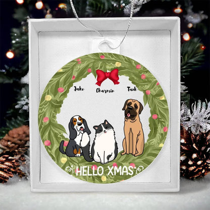 Pet Personalized Holiday Wreath Acrylic Keepsake Ornament