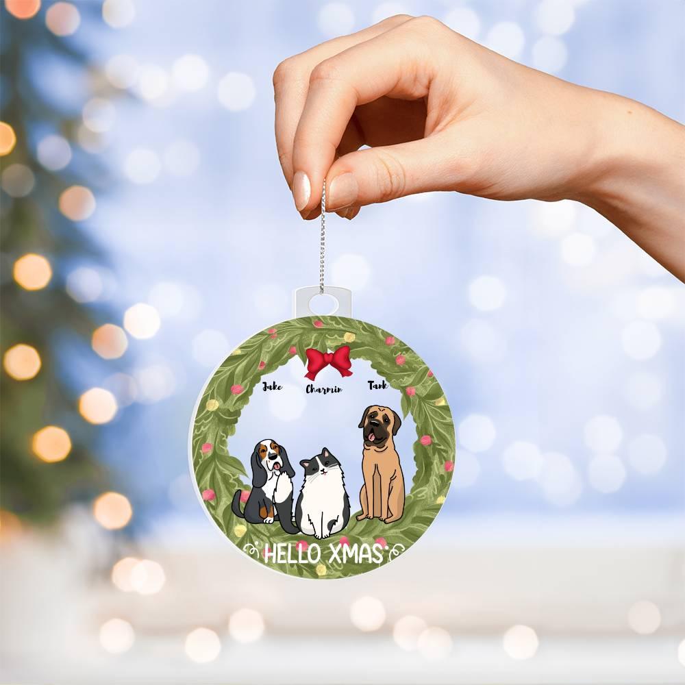 Pet Personalized Holiday Wreath Acrylic Keepsake Ornament