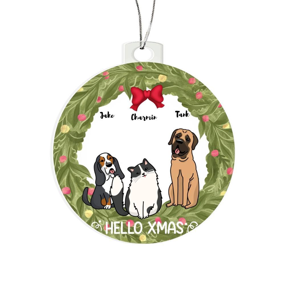 Pet Personalized Holiday Wreath Acrylic Keepsake Ornament