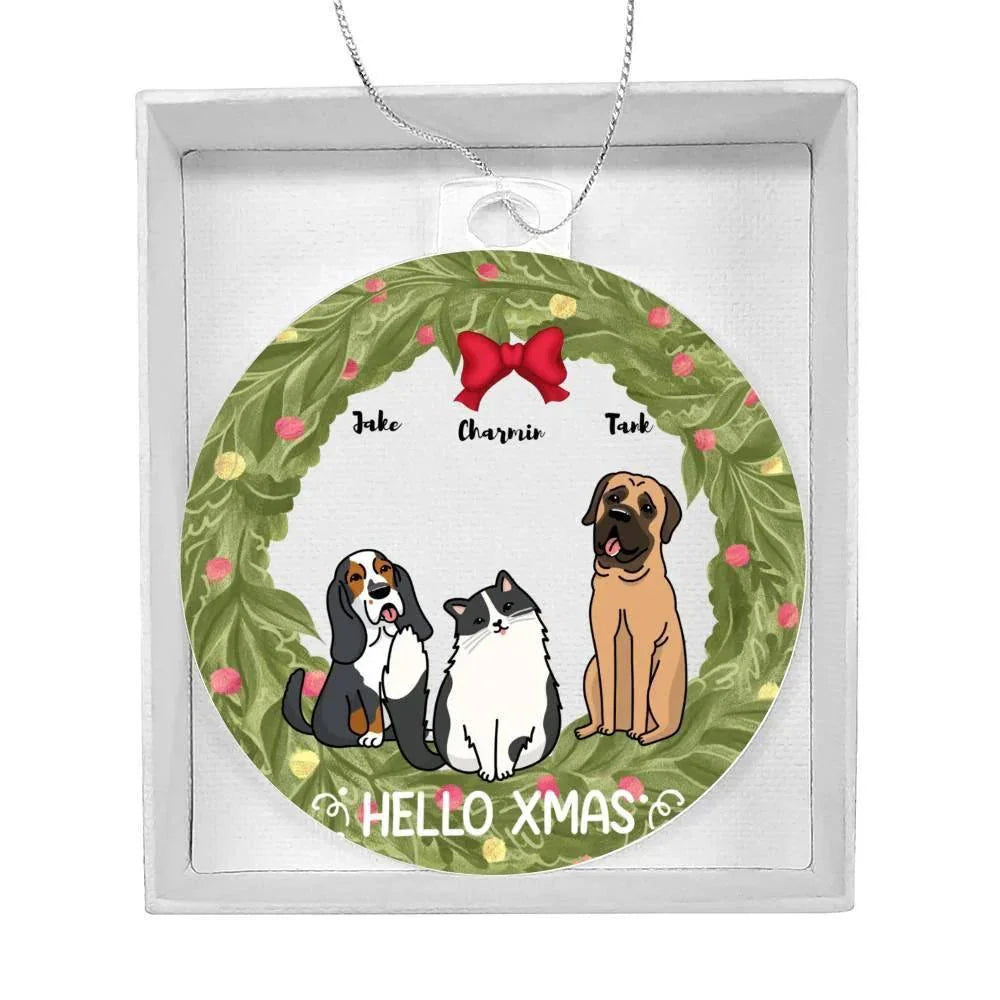 Pet Personalized Holiday Wreath Acrylic Keepsake Ornament