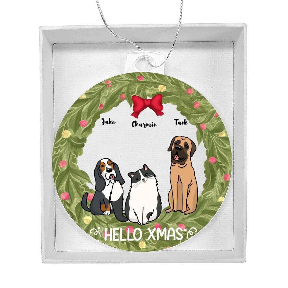 Pet Personalized Holiday Wreath Acrylic Keepsake Ornament