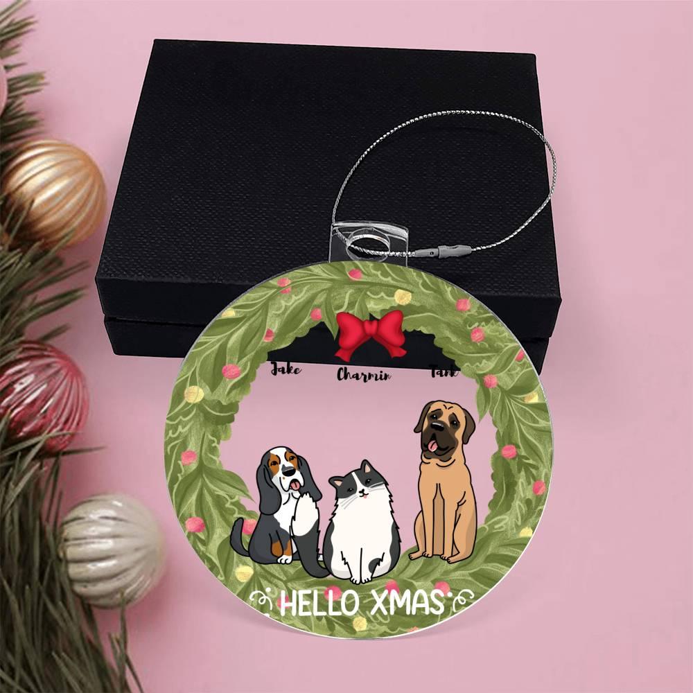 Pet Personalized Holiday Wreath Acrylic Keepsake Ornament