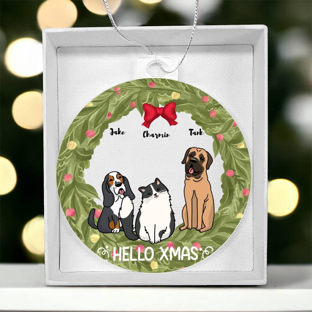 Pet Personalized Holiday Wreath Acrylic Keepsake Ornament