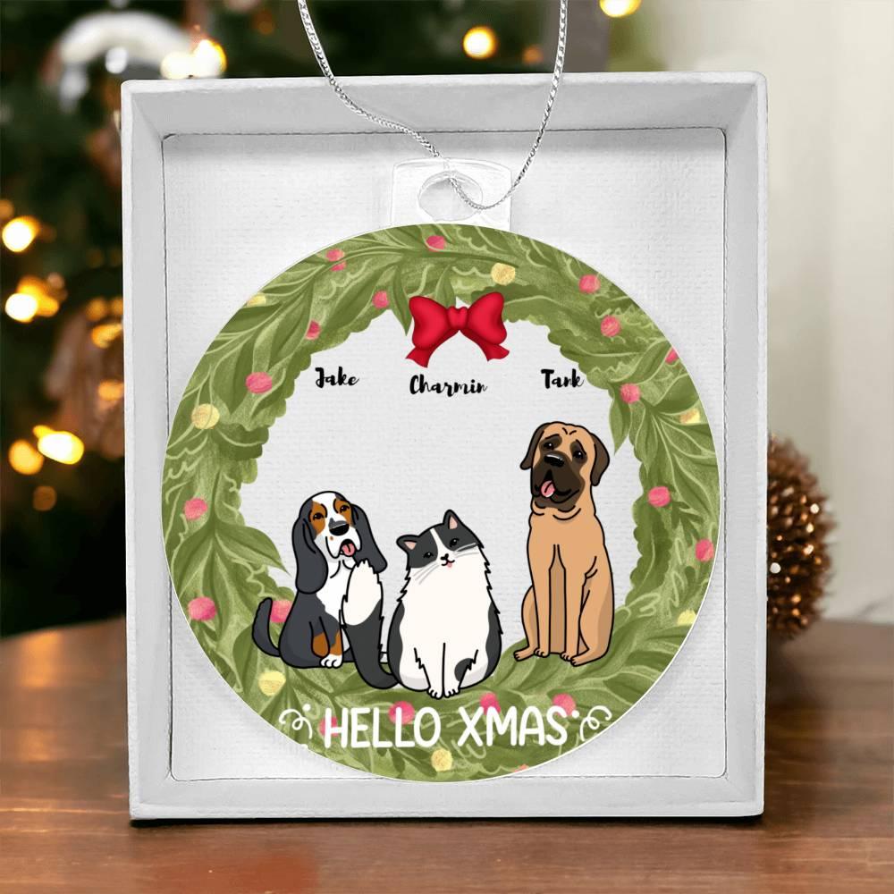 Pet Personalized Holiday Wreath Acrylic Keepsake Ornament