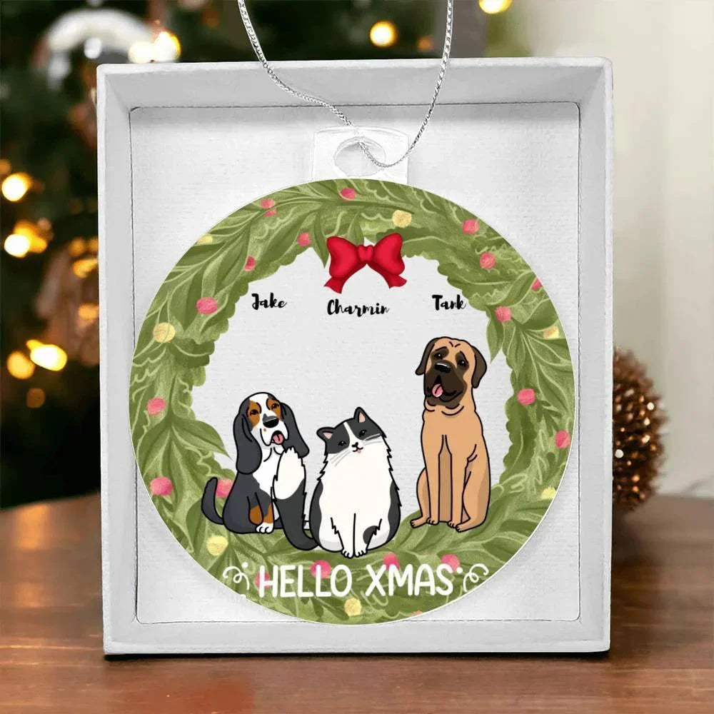Pet Personalized Holiday Wreath Acrylic Keepsake Ornament
