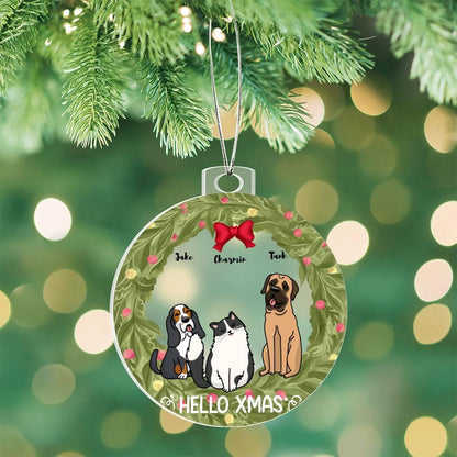 Pet Personalized Holiday Wreath Acrylic Keepsake Ornament
