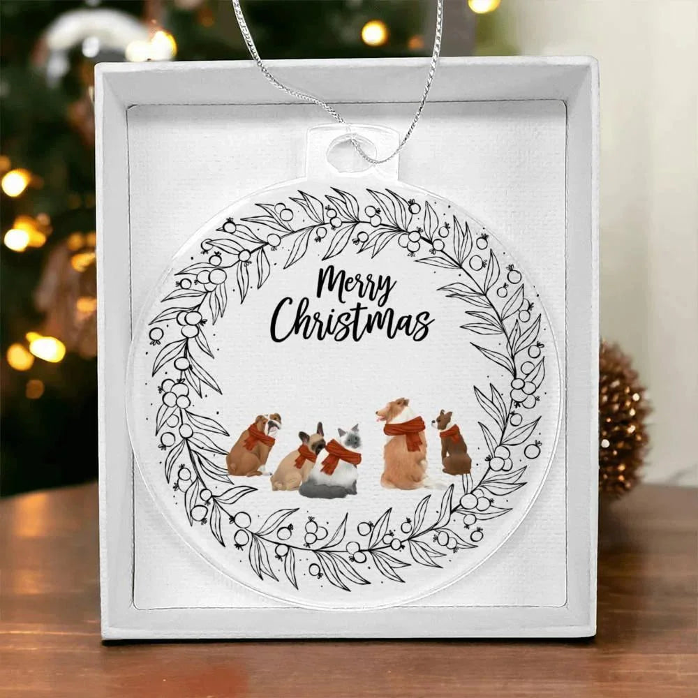 Pet Personalized Wreath Acrylic Keepsake Christmas Ornament