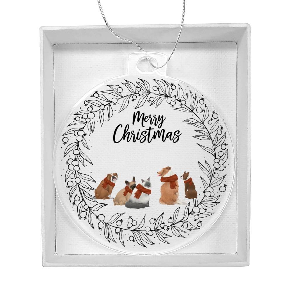 Pet Personalized Wreath Acrylic Keepsake Christmas Ornament