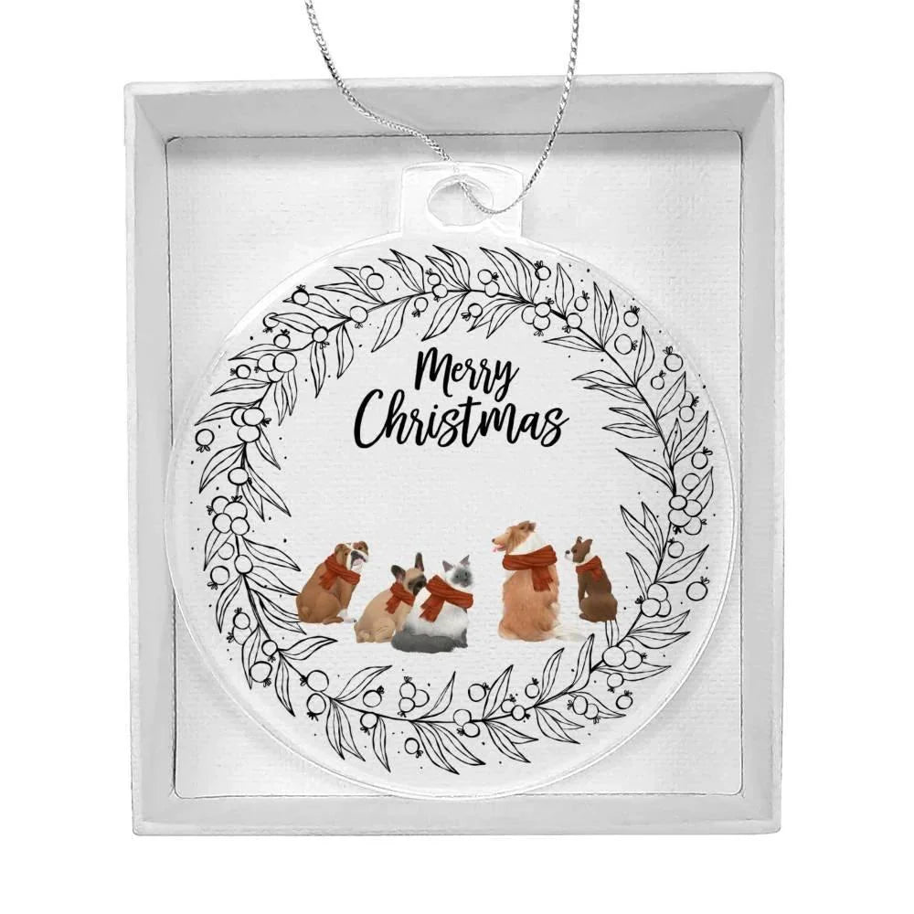 Pet Personalized Wreath Acrylic Keepsake Christmas Ornament