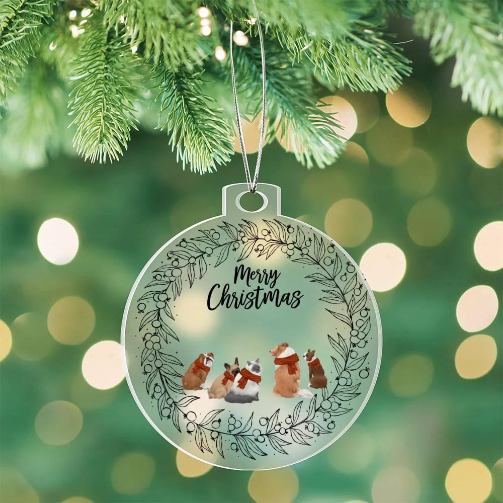 Pet Personalized Wreath Acrylic Keepsake Christmas Ornament