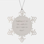 Pharmacist Gifts, Snowflake Ornaments, and Love - 'Pharmacist By Day, World's Best Mom By Night' Quote, Stainless Steel, Shatterproof, 3.14 inches, Christmas Unique Gifts from Mom to Pharmacist