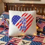 July 4th Heart USA Pillow – Patriotic Throw Pillow – Independence Day Decor – Red White Blue Indoor Outdoor Cushion – Americana Porch Decor