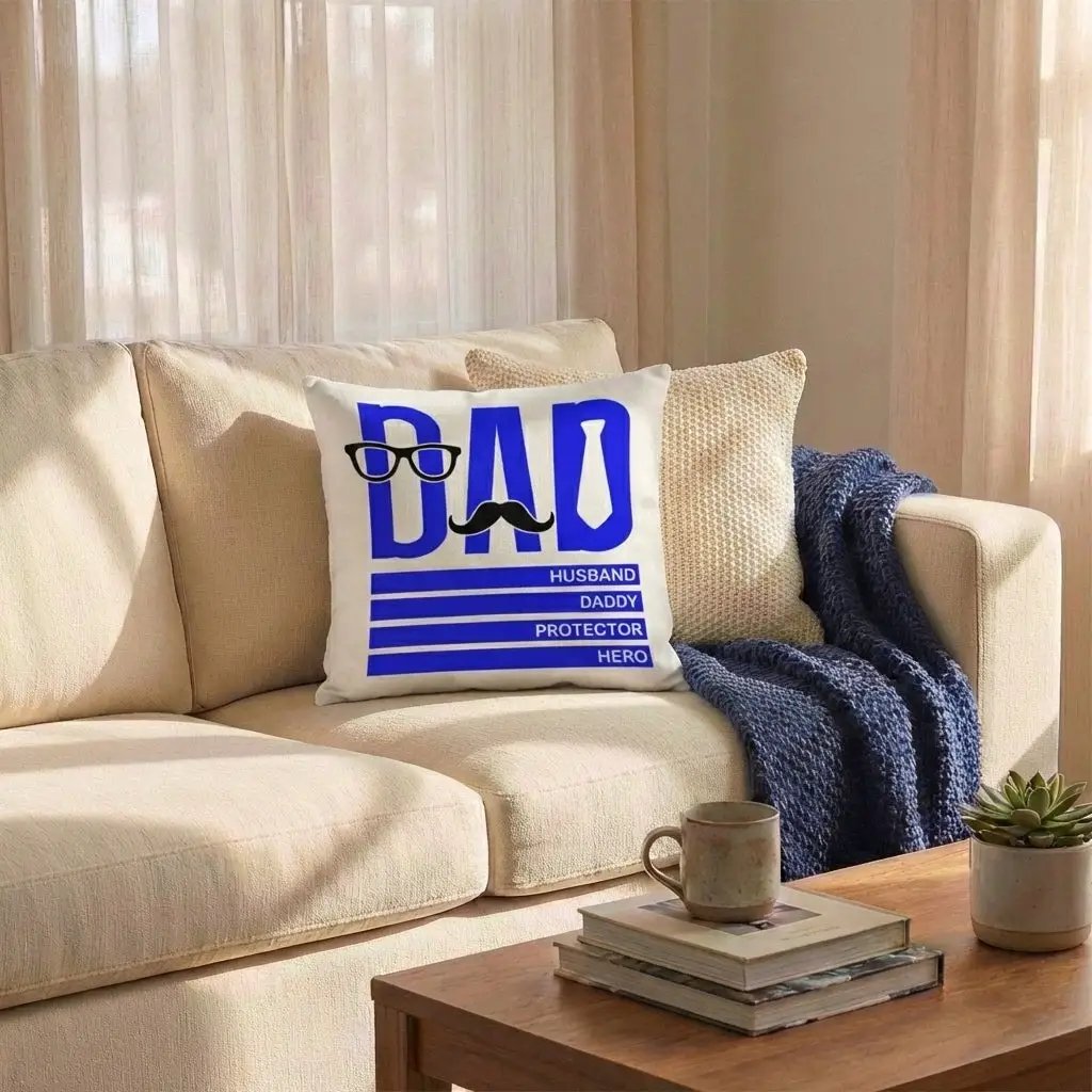 Dad Pillow – Husband Daddy Protector Hero Throw Pillow – Gift for Dad – Father’s Day Pillow – Masculine Home Decor Cushion