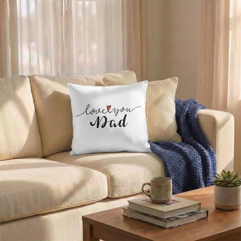 Dad Throw Pillow Gift for Father, Love You Dad Cushion, Indoor Outdoor Decorative Pillow, Father's Day Gift for Dad Home Decor