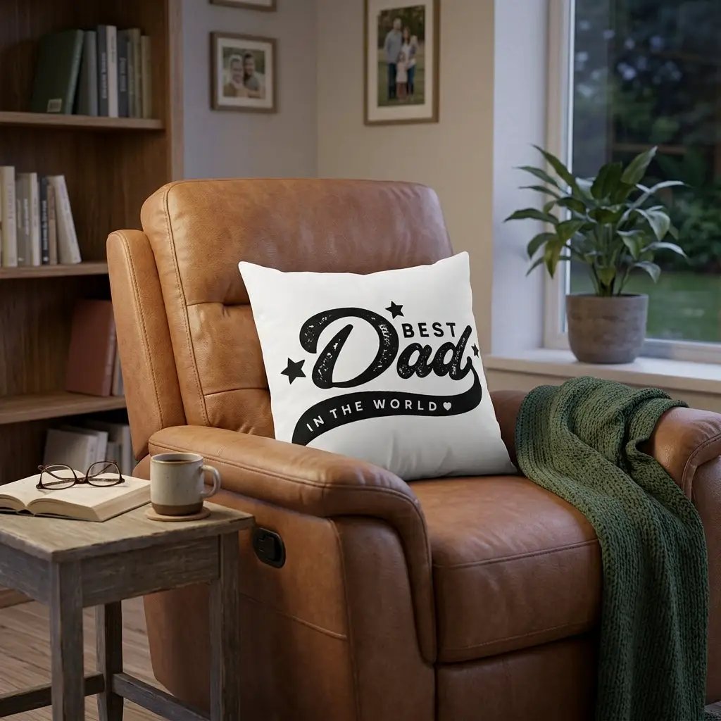 Best Dad in the World Indoor/Outdoor Throw Pillow | Father's Day Gift for Dad | Decorative Cushion for Home, Porch & Patio