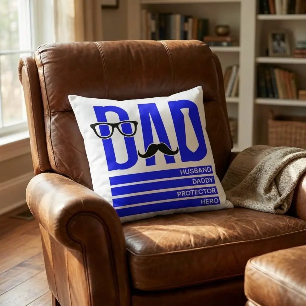 Dad Pillow – Husband Daddy Protector Hero Throw Pillow – Gift for Dad – Father’s Day Pillow – Masculine Home Decor Cushion