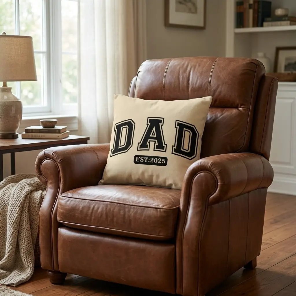 Personalized DAD Throw Pillow – Custom Year Gift for New Dads | Soft Spun Polyester, Double-Sided Print, 5 Sizes Available